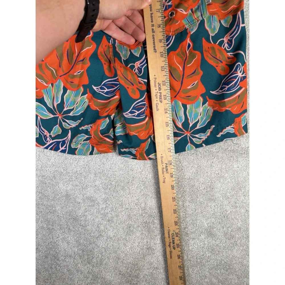 Cove Tropical Palm Leaf All Over Swim Trunks Mens Medium Multicolor Board Shorts